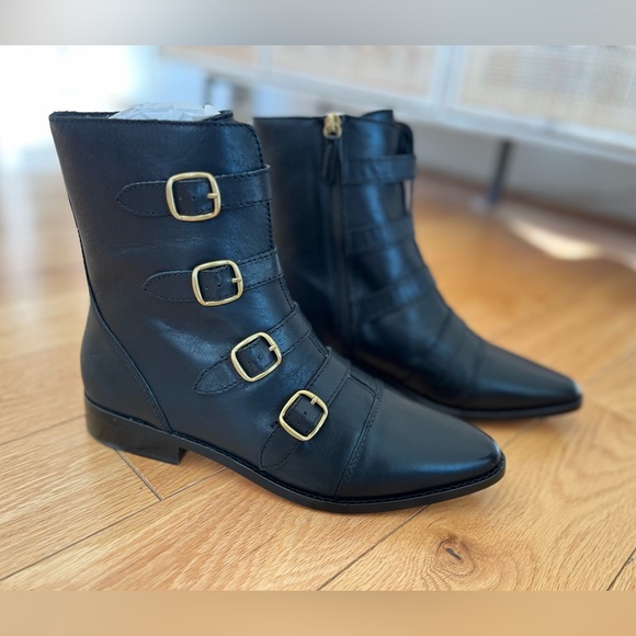 NWT J. Crew Multi Buckle Leather Short Boots - Picture 3 of 6